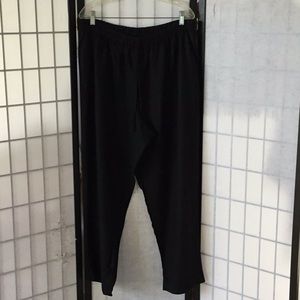 Black linen elastic waist pant